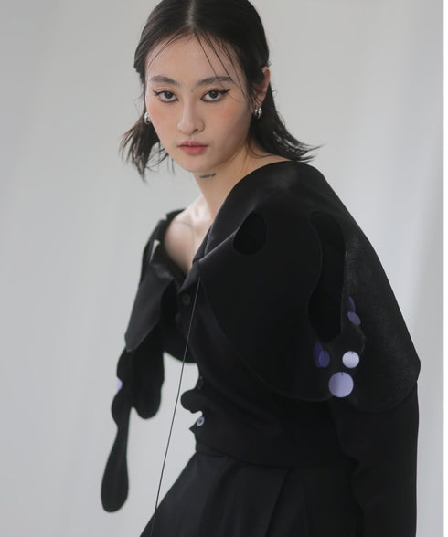 Abstract Cut-Out Crop Jacket